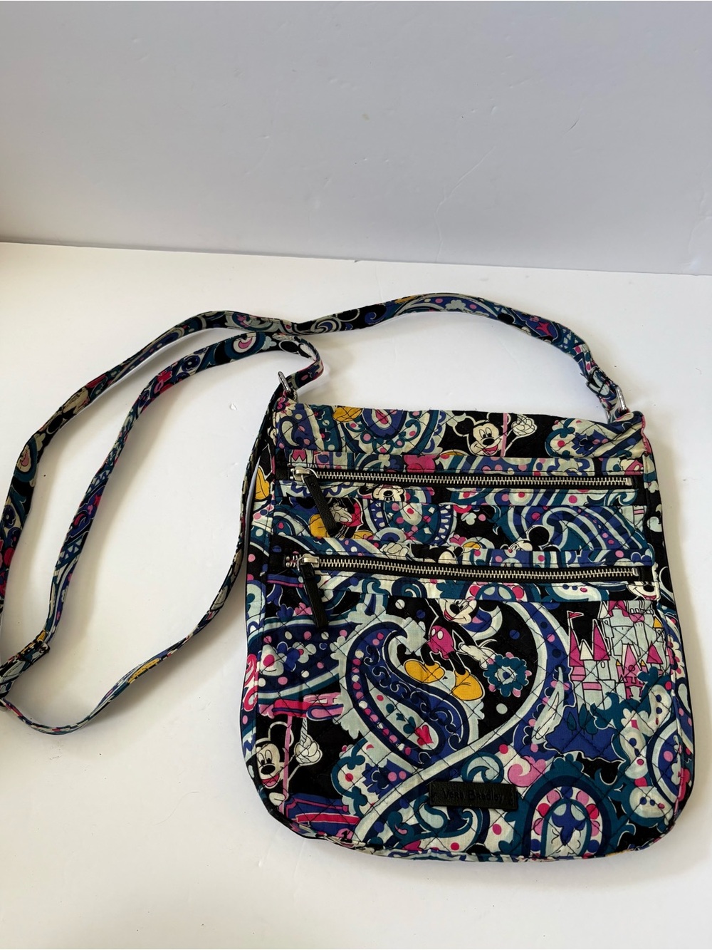 Vera Bradley Disney Crossbody Bag Iconic Mickey's Whimsical Paisley Triple Zip